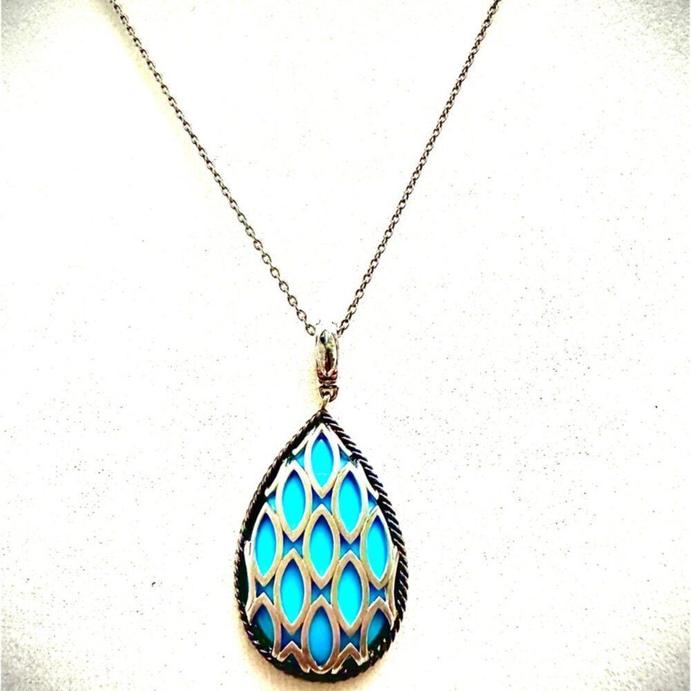 Hera Designer Sterling Silver 925 Turquoise Pendant and Adjustable Chain